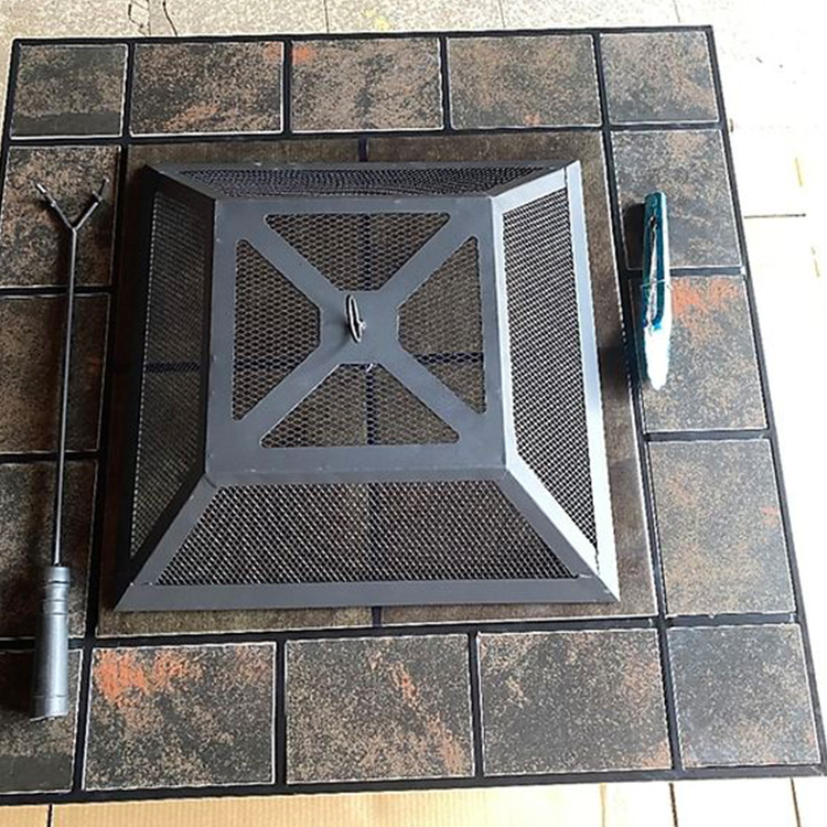 Square Outdoor BBQ Grills Furniture Aluminum Fire Pit Dining Set