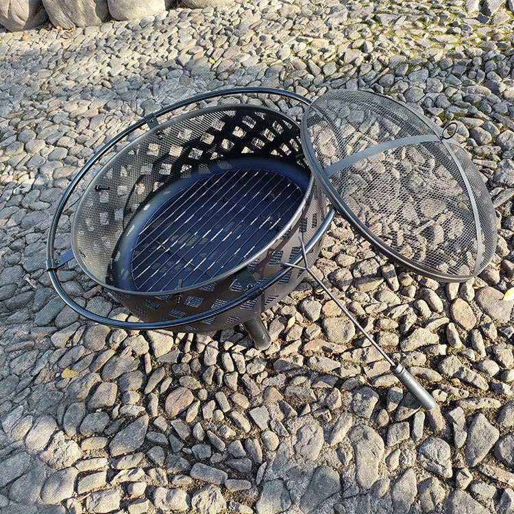 Camping Grill Fire Pit With Poker